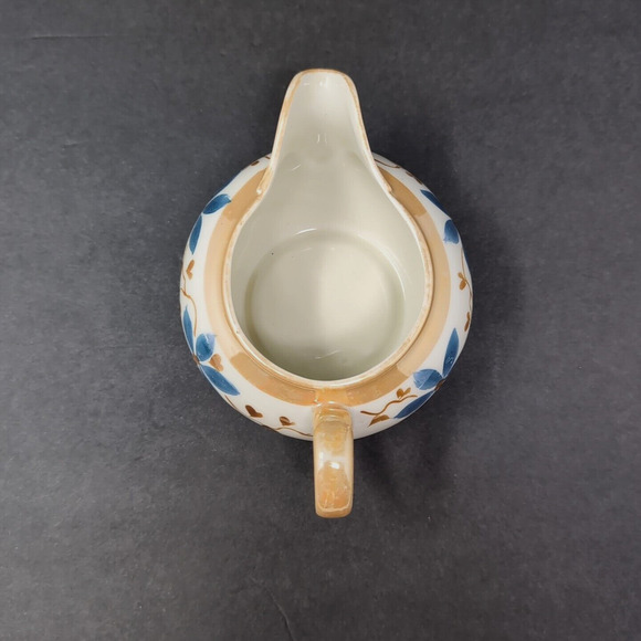 VTG Celebrate German Lusterware Cream And Sugar Peach/Blue Porcelain Germany - Picture 6 of 16